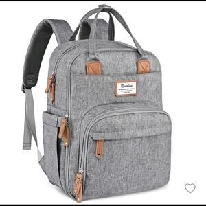 Ruvalino Large Gray Diaper Bag (Backpack) with Changing Pad